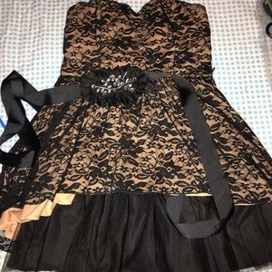 Lace and black dress with sash